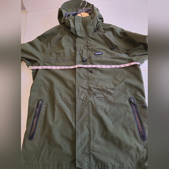 Lands' End Men's Green Full Zip Nylon Hooded Anorak Long Jacket Size Medium - Picture 11 of 17